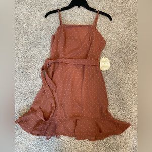 Altar’d State Dark Mauve colored polyester stress with side tie- S